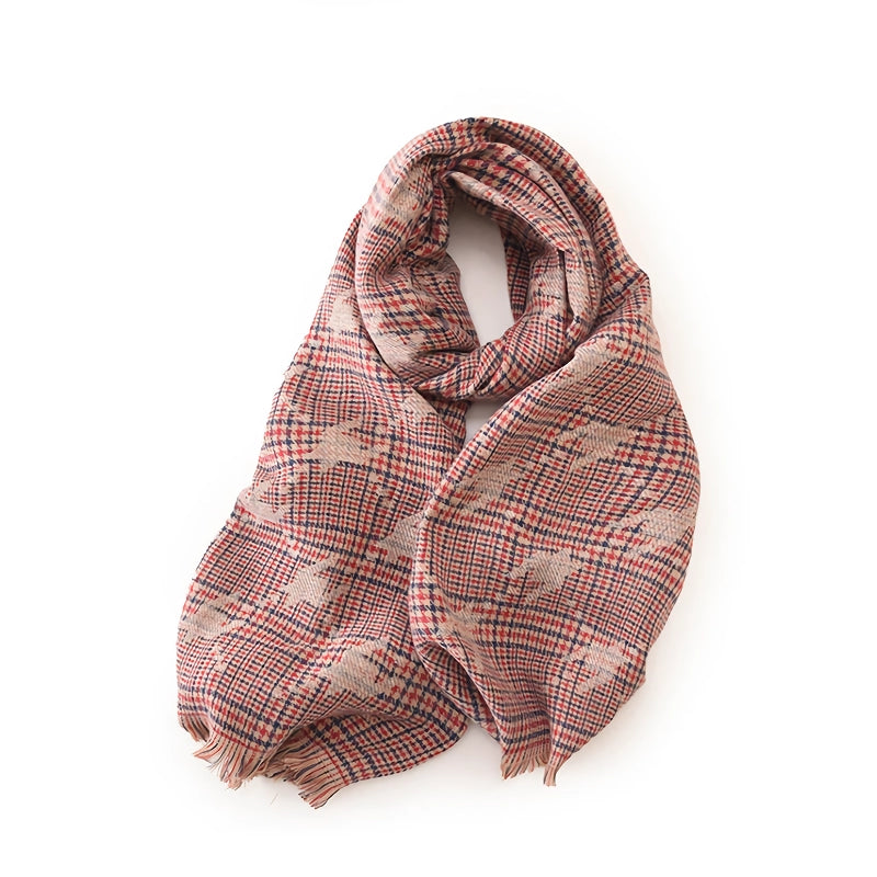 houndstooth imitation cashmere scarf, view 3 - MRSLM