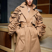lapel long sleeve trench coat, view 3 - MRSLM