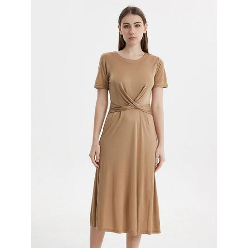 Silk blend mid-calf dress, view 2 - MRSLM