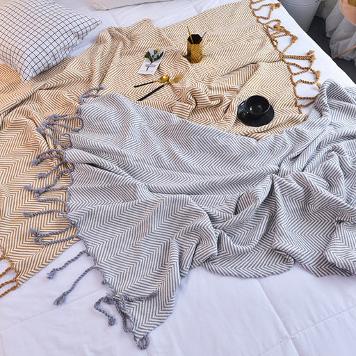 Wave stripe knit throw blanket - MRSLM