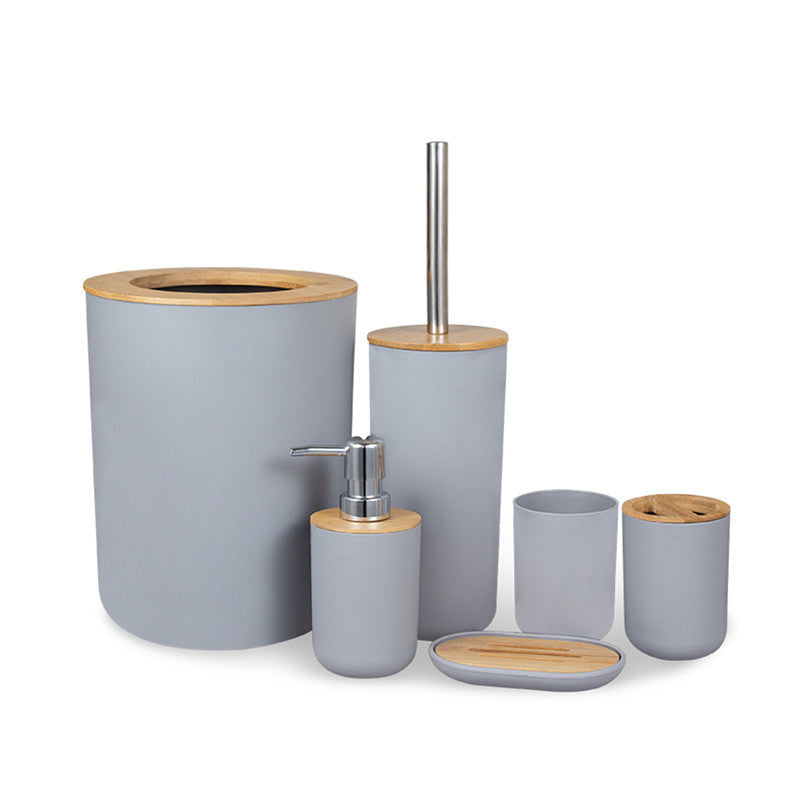 6-piece bamboo bathroom accessories set, view 9 - MRSLM