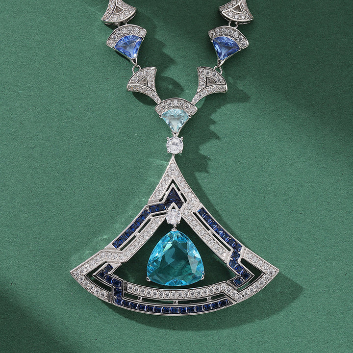 Women's Triangle Micro-set Zircon Necklace Earring Set