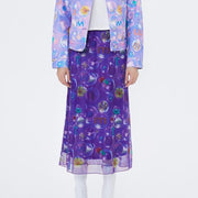floral print mesh midi skirt - MRSLM