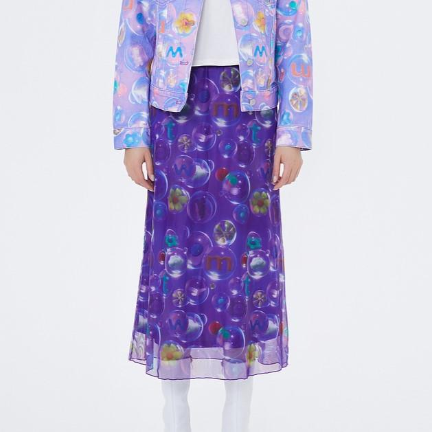 floral print mesh midi skirt - MRSLM