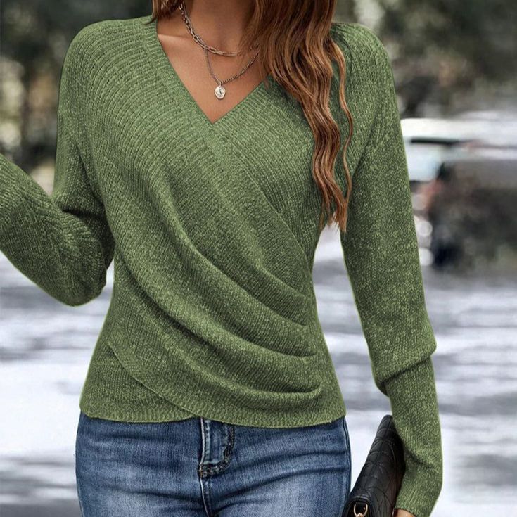 v-neck cross knitted sweater, view 3 - MRSLM