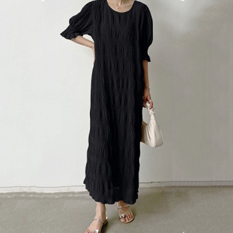 women's pleated texture dress, view 9 - MRSLM