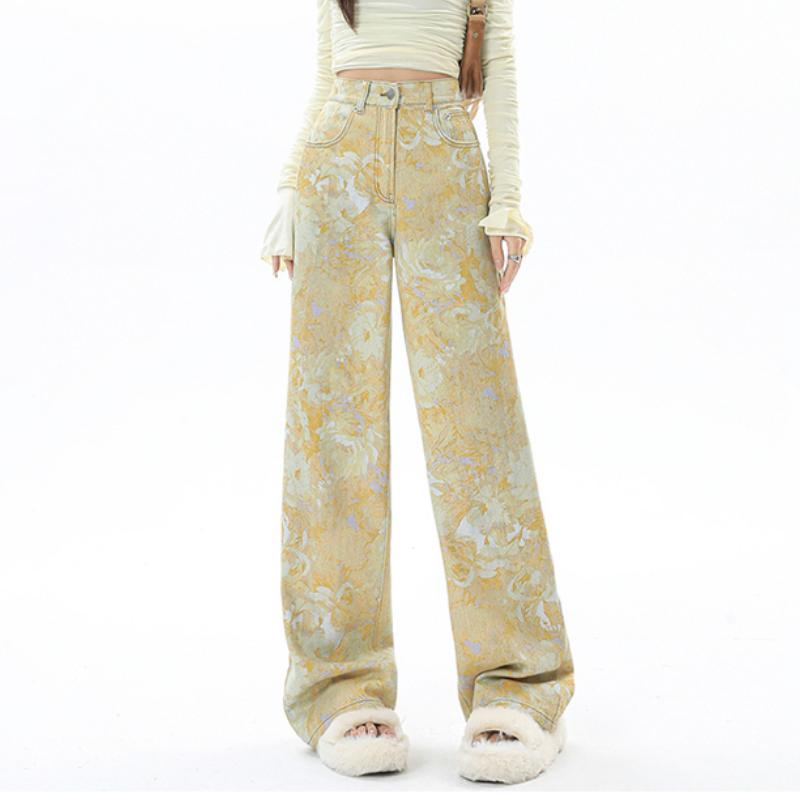 yellow wide leg cargo jeans - MRSLM