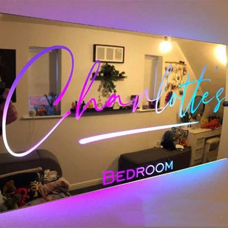 Personalized Name Mirror Light For Bedroom LED Light Up Mirror For Wall Custom Photo Christmas Valentine's Day Wedding Gifts