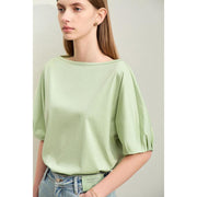 Slash neck lantern sleeve top, view 4 - MRSLM