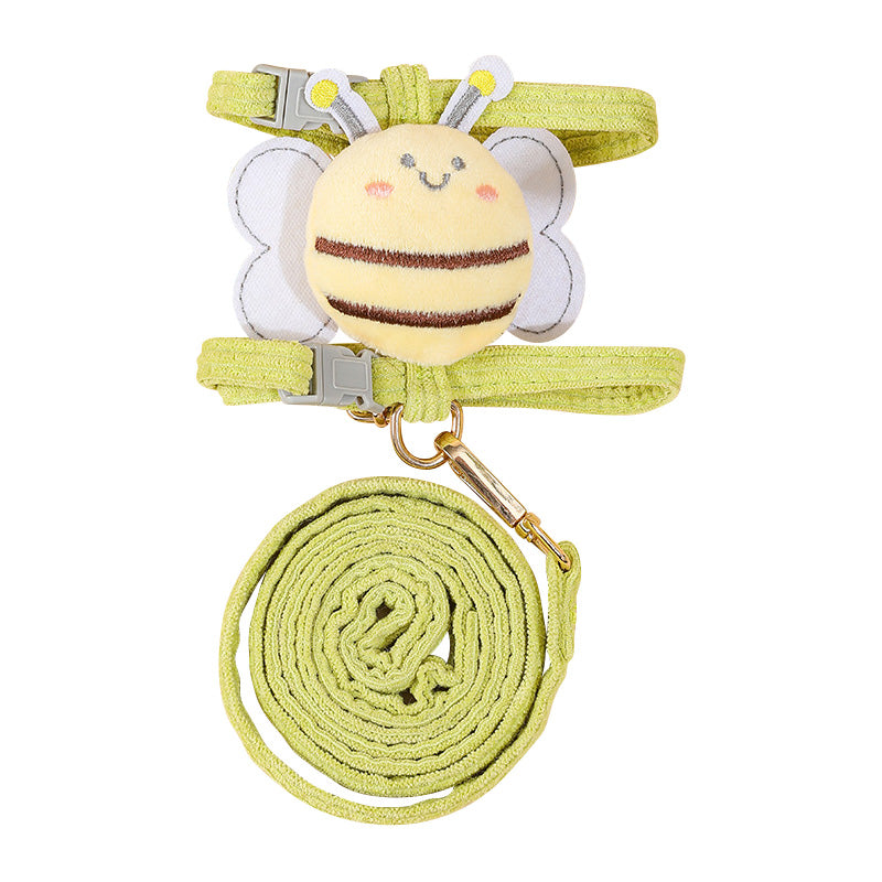 cartoon bee cat harness with leash, view 3 - MRSLM
