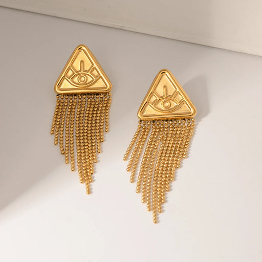 gold triangle drop earrings - MRSLM