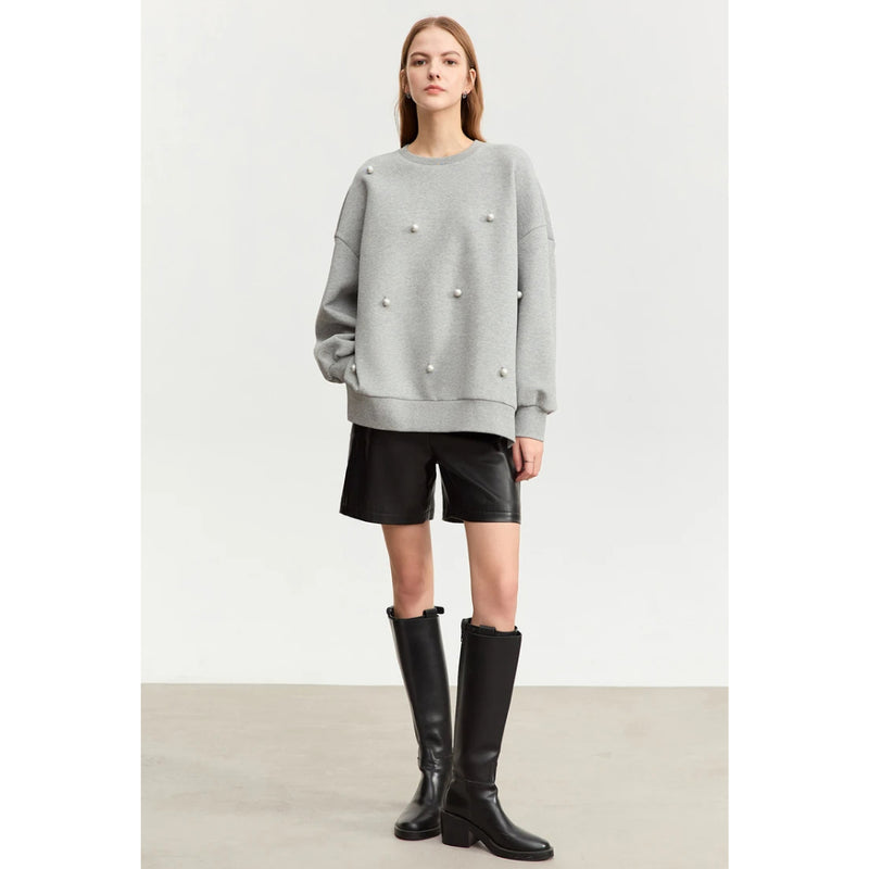 women's oversized crew neck sweatshirt, view 2 - MRSLM