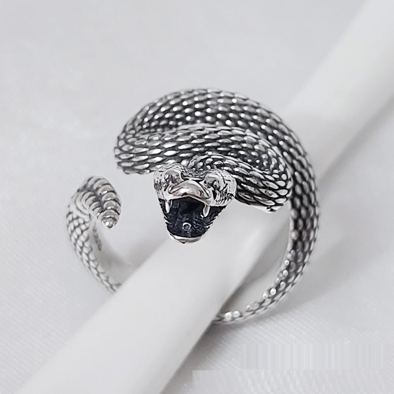 S925 silver vintage snake ring, view 3 - MRSLM