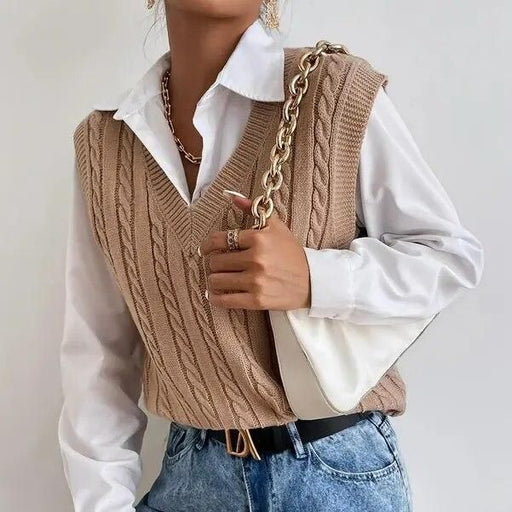 sleeveless knit sweater vest for women - MRSLM