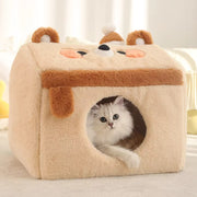 cozy winter cat house dog bed, view 7 - MRSLM