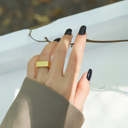 women's irregular rectangular silver ring, view 2 - MRSLM