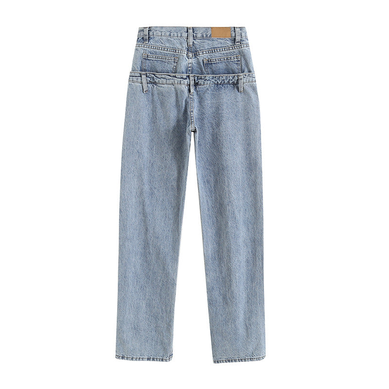 high waist straight jeans, view 2 - MRSLM