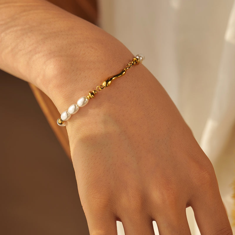gold plated water drop bracelet, view 8 - MRSLM