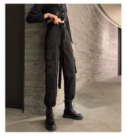 straight high waist drawstring pants, view 2 - MRSLM