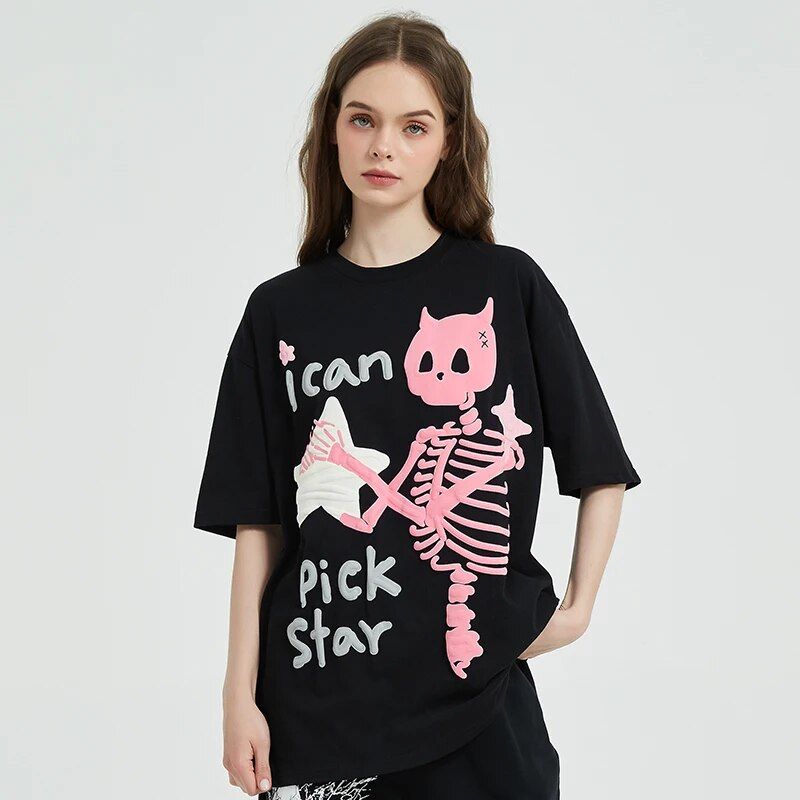 Skull skeleton star graphic t-shirt, view 5 - MRSLM