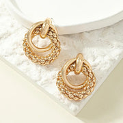 gold metal twist dangle earrings, view 4 - MRSLM