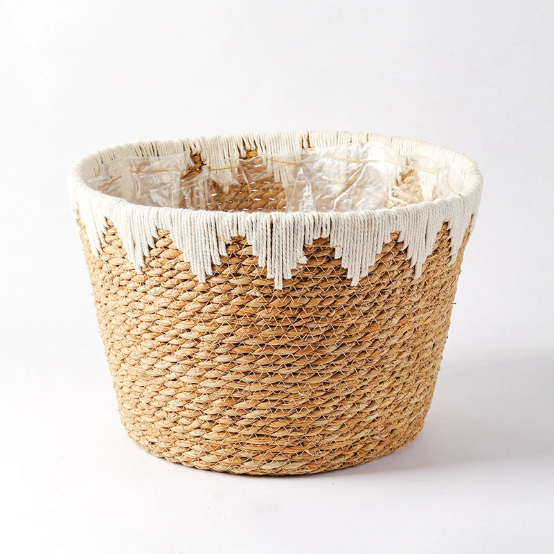 handmade woven planter basket, view 4 - MRSLM