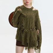 hollowed-out tassel knit sweater - MRSLM