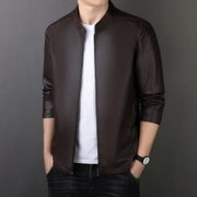 men's loose PU leather coat, view 7 - MRSLM