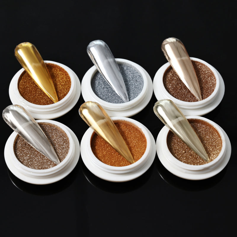 mirror chrome metallic nail powder set, view 4 - MRSLM