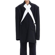 spliced contrast color blazer, view 6 - MRSLM