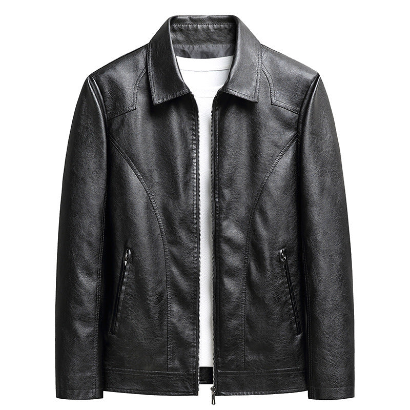Men's thin faux leather jacket, view 3 - MRSLM