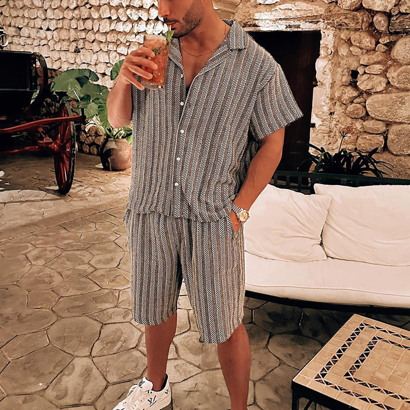men's black and white sports top and shorts set, view 2 - MRSLM