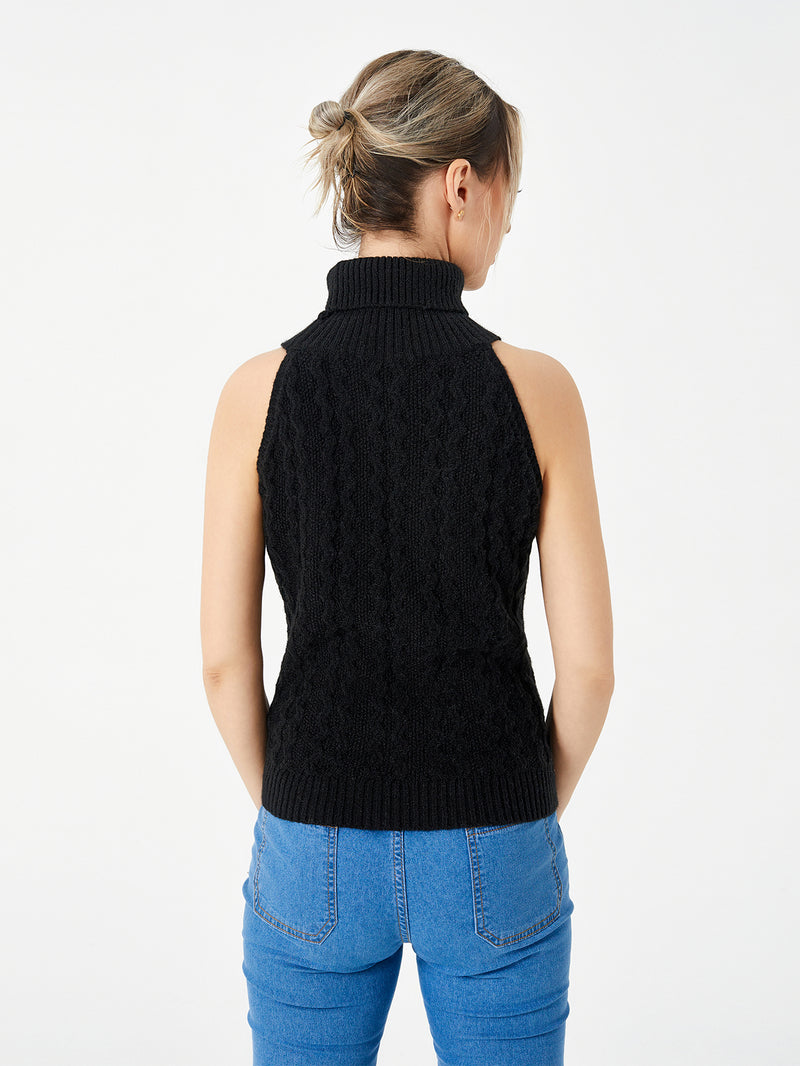 women's stretch turtleneck sweater, view 6 - MRSLM