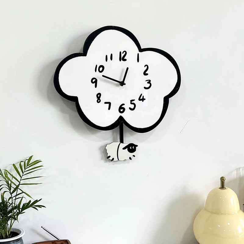 Silent cloud sheep swinging wall clock - MRSLM