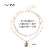 double-layer glass pendant necklace, view 5 - MRSLM