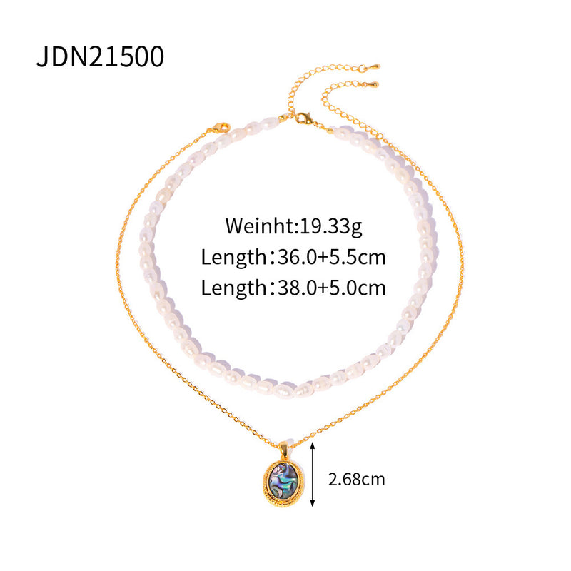 double-layer glass pendant necklace, view 5 - MRSLM