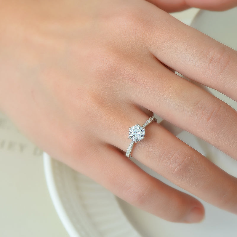 silver crown moissanite ring - MRSLM