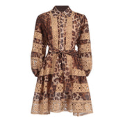 long sleeve leopard print dress, view 5 - MRSLM