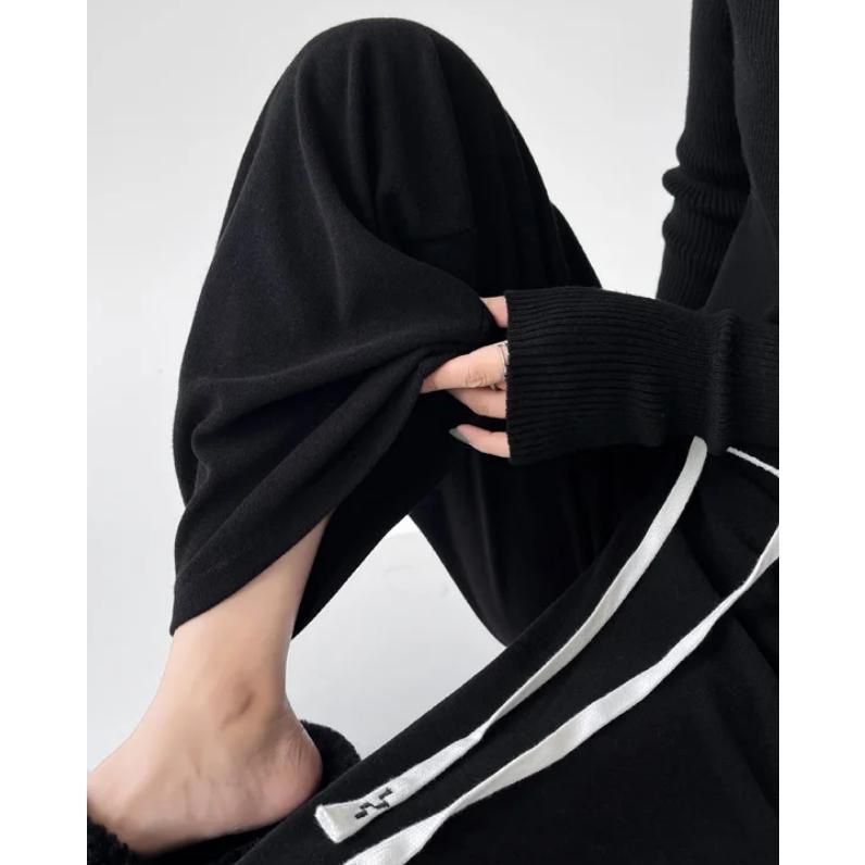 high-waist drawstring wide leg pants, view 8 - MRSLM