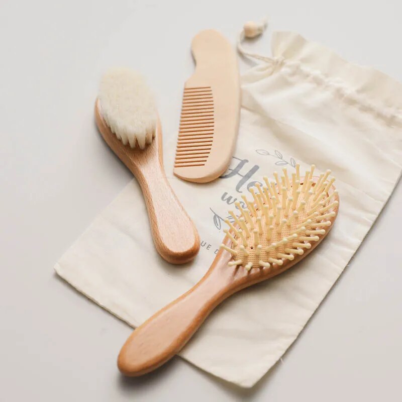 beech wood baby hair brush and massager, view 10 - MRSLM