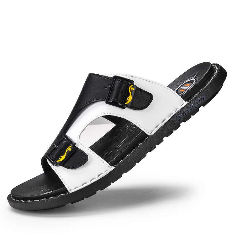 men's casual leather flip flops, view 2 - MRSLM