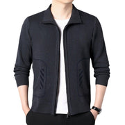 solid color knitted cardigan for men, view 5 - MRSLM