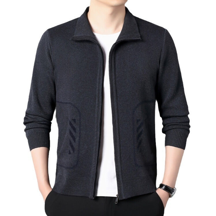 solid color knitted cardigan for men, view 5 - MRSLM