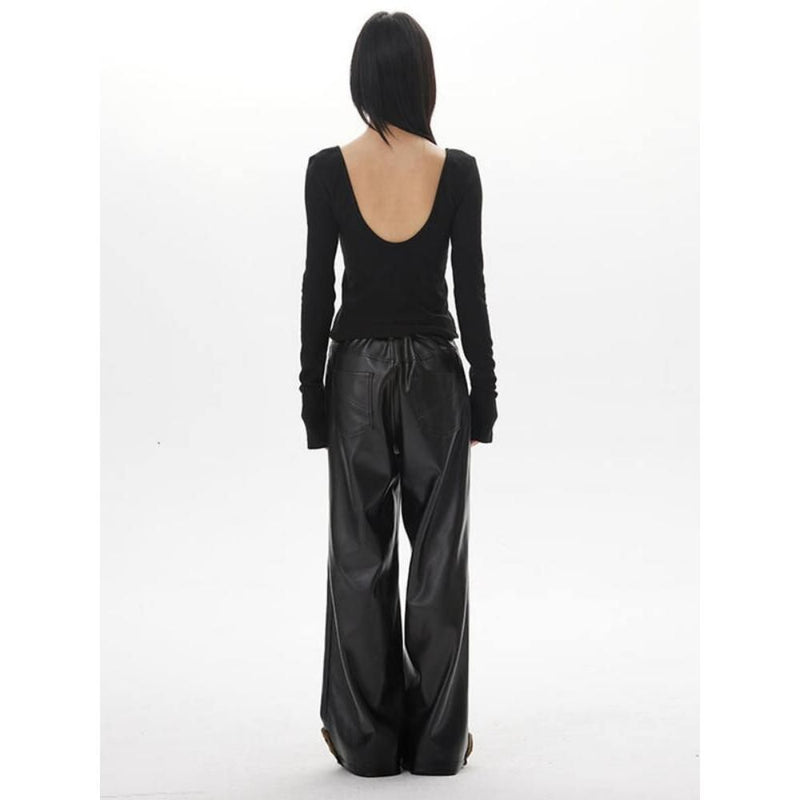 backless long sleeve slim top, view 5 - MRSLM