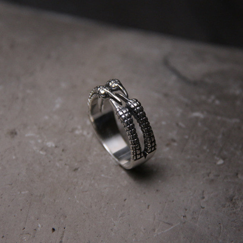 men's silver dragon claw ring, view 5 - MRSLM