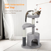 cat tree condo with self-grooming brush, view 4 - MRSLM