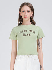 slim fit letter print tee, view 2 - MRSLM