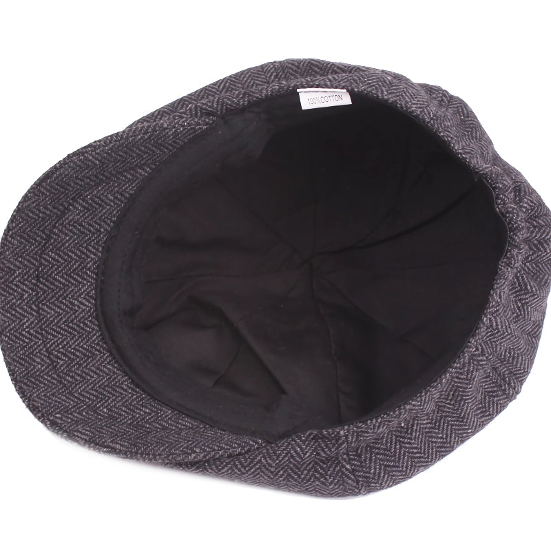 vintage wool herringbone flat cap, view 7 - MRSLM