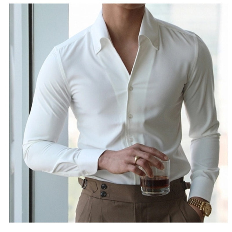 men's slim fit Italian collar shirt, view 2 - MRSLM