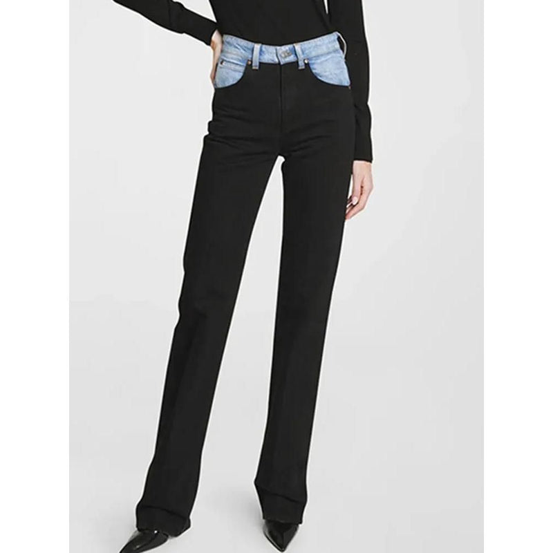 patchwork straight-leg jeans, view 2 - MRSLM